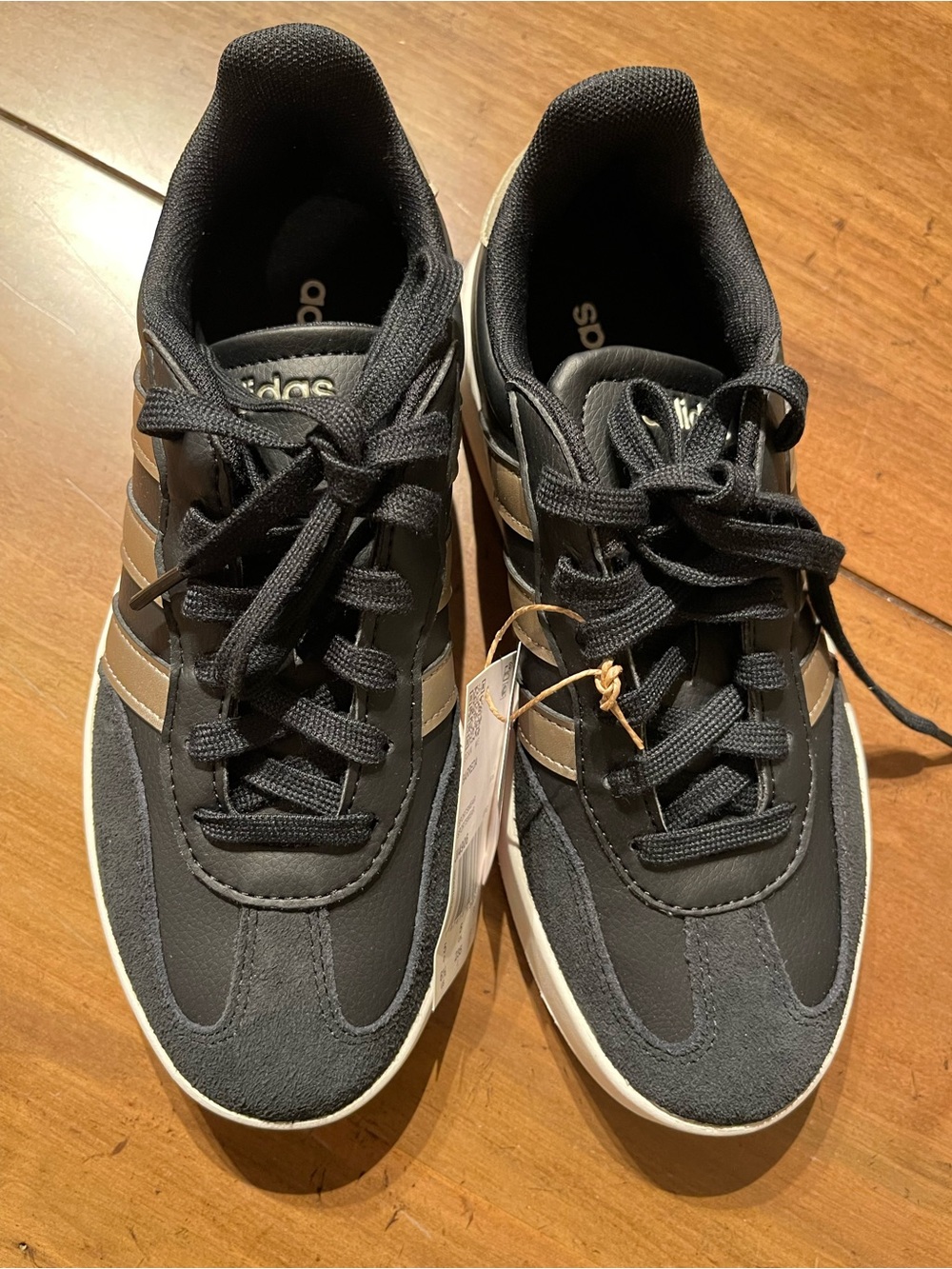 adidas Men’s Black Sneakers with Tan Stripes